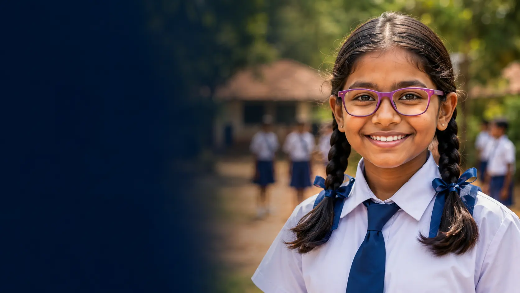 Smiling Sri Lankan schoolgirl wearing glasses